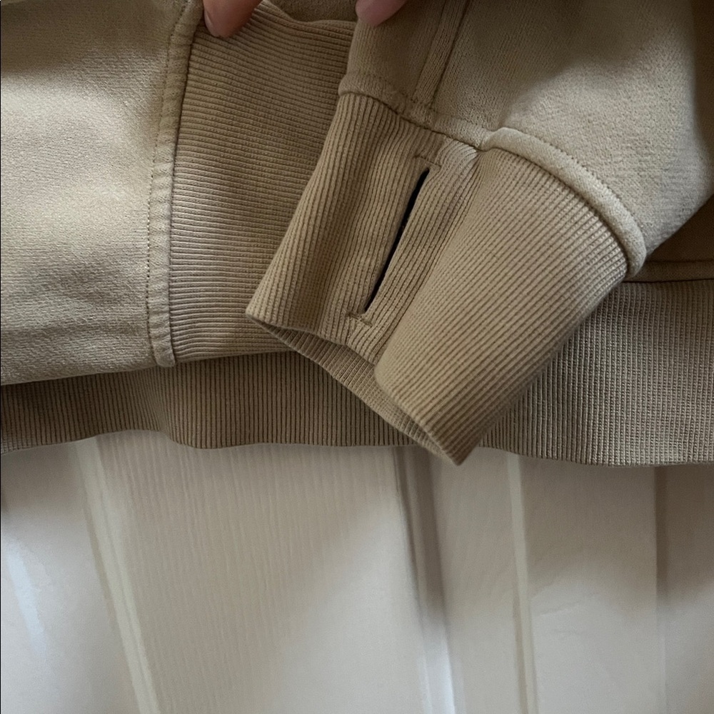 Beige tan Half-Zip Hoodie lululemon size medium large trench - Picture 6 of 11